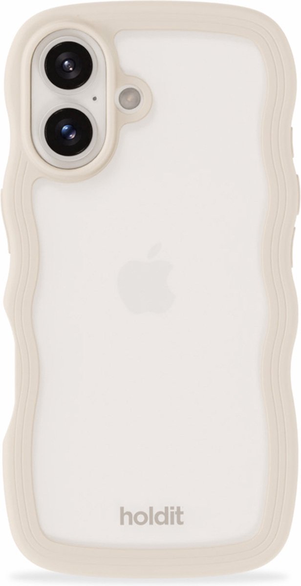 Holdit Wavy Case geschikt voor Apple iPhone 16 - Transparent / Light Beige