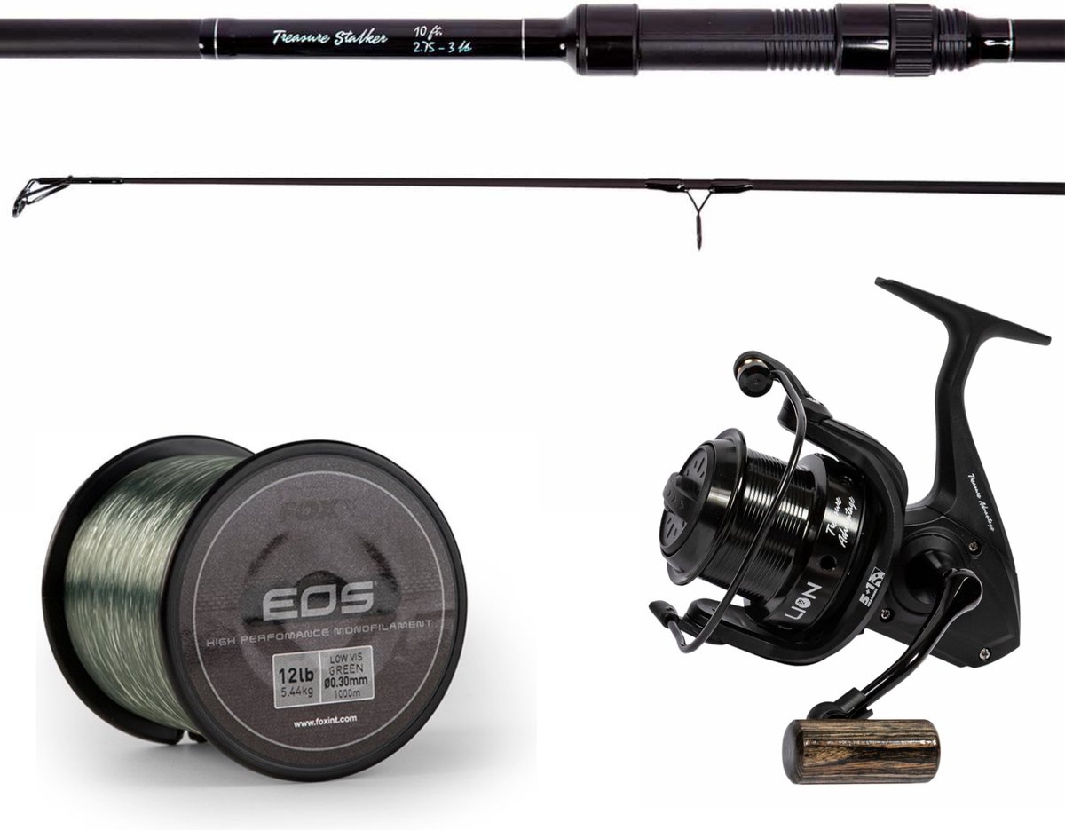 Lion Sports Treasure Stalker Karper Set | 3m Hengel (3lb) + Treasure Advantage 5000 Molen | Inclusief Opgespoelde Nylon Lijn - Aanbieding