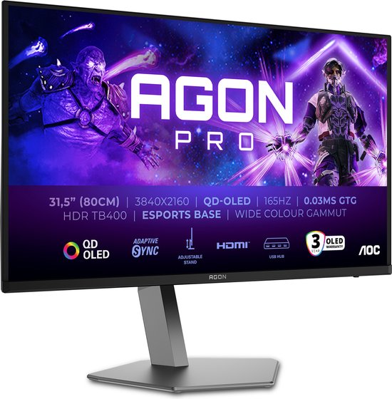 AOC AGON PRO AG326UD – 4K OLED Gaming Monitor – 165Hz – 32 inch