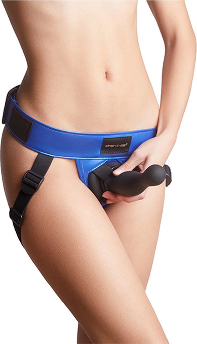 Goedkoopste Strap-On-Me - Strap-on Harnas PVC Leatherette Curious - Metallic Blauw