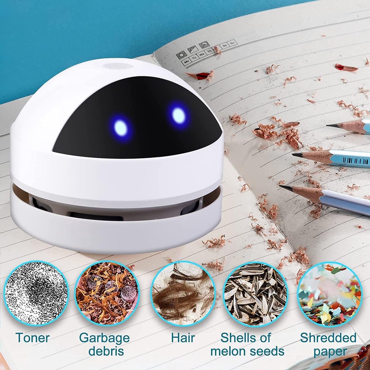 Bureau Draadloze Stofzuiger USB Oplaadbaar Wit/Zwart - afbeelding 2