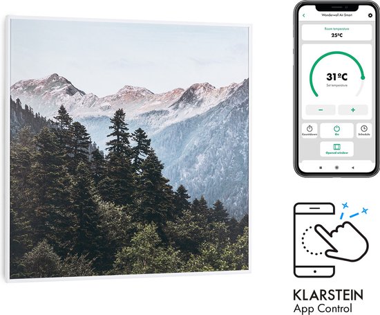Klarstein Wonderwall Air Art - Smart Infrarood Convectieverwarming - Smart Home - Zonder Stof En Lawaai - Allergievrij - IR Comfortheat - 60X60Cm - 350W - 98% Warmteomzetting - Aangenaam Als De Zon - Praktisch En Elegant - Bergen - Meerdere Kleuren