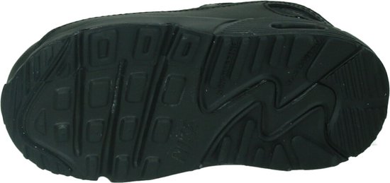 Zool van een zwarte Nike Air Max 90 LTR sneaker voor baby's.