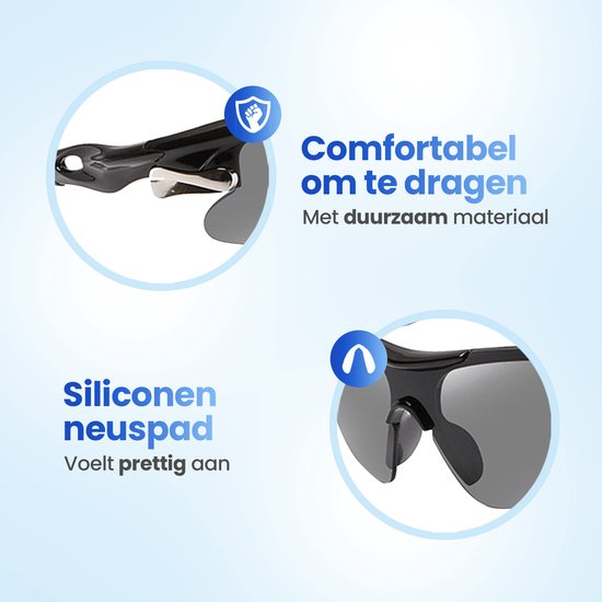 Garpex® Fietsbril - Sportbril - Zonnebril Heren - Wielrennen - Motor - Zwart Frame met Blauwe Lens van Garpex — afbeelding 5