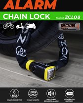 Chain Alarm Lock with Anti-Theft 120db Alarm 8mm Stainless Steel Level-7 for Motorcycle Scooter Ebike Bike Heavy Duty Durable Lock
