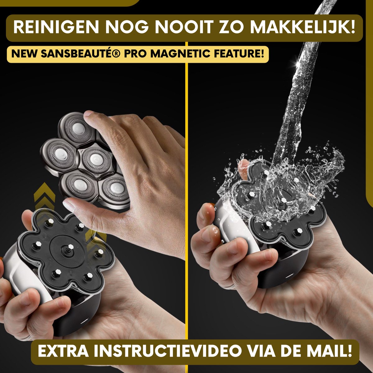 6-in-1 Scheerapparaat Mannen – Trimmer - Tondeuse - Sansbeauté® SkullSharp PRO MAGNETIC - Electric Face & Head Shaver - Shave - Hoofd Kaal Scheren – Nat & Droog - USB Opladen - Elektrisch thumbnail 3