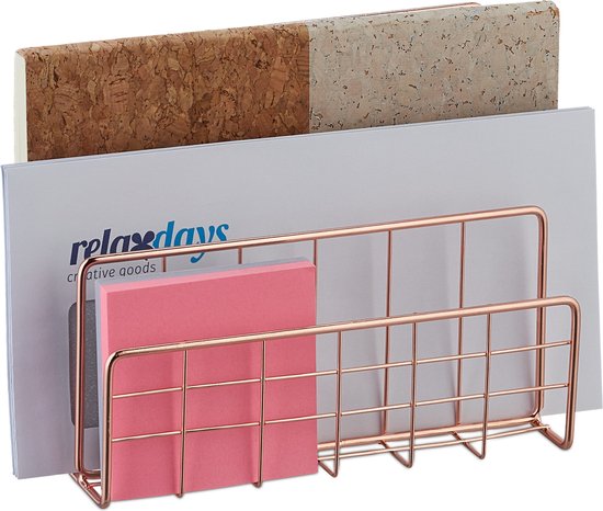 Antraciet grijze brievenhouder postbakjes 3-vaks van draadmetaal/mesh 17 x 13,5 cm voor kerst