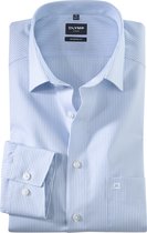 OLYMP Luxor modern fit overhemd - lichtblauw met wit gestreept - Strijkvrij - Boordmaat: 37