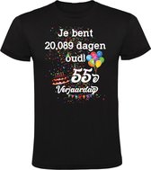 Je bent 20,089 dagen oud! Heren T-shirt - 55 jaar - verjaardag - 55e verjaardag - verjaardagsshirt - feest - jarig
