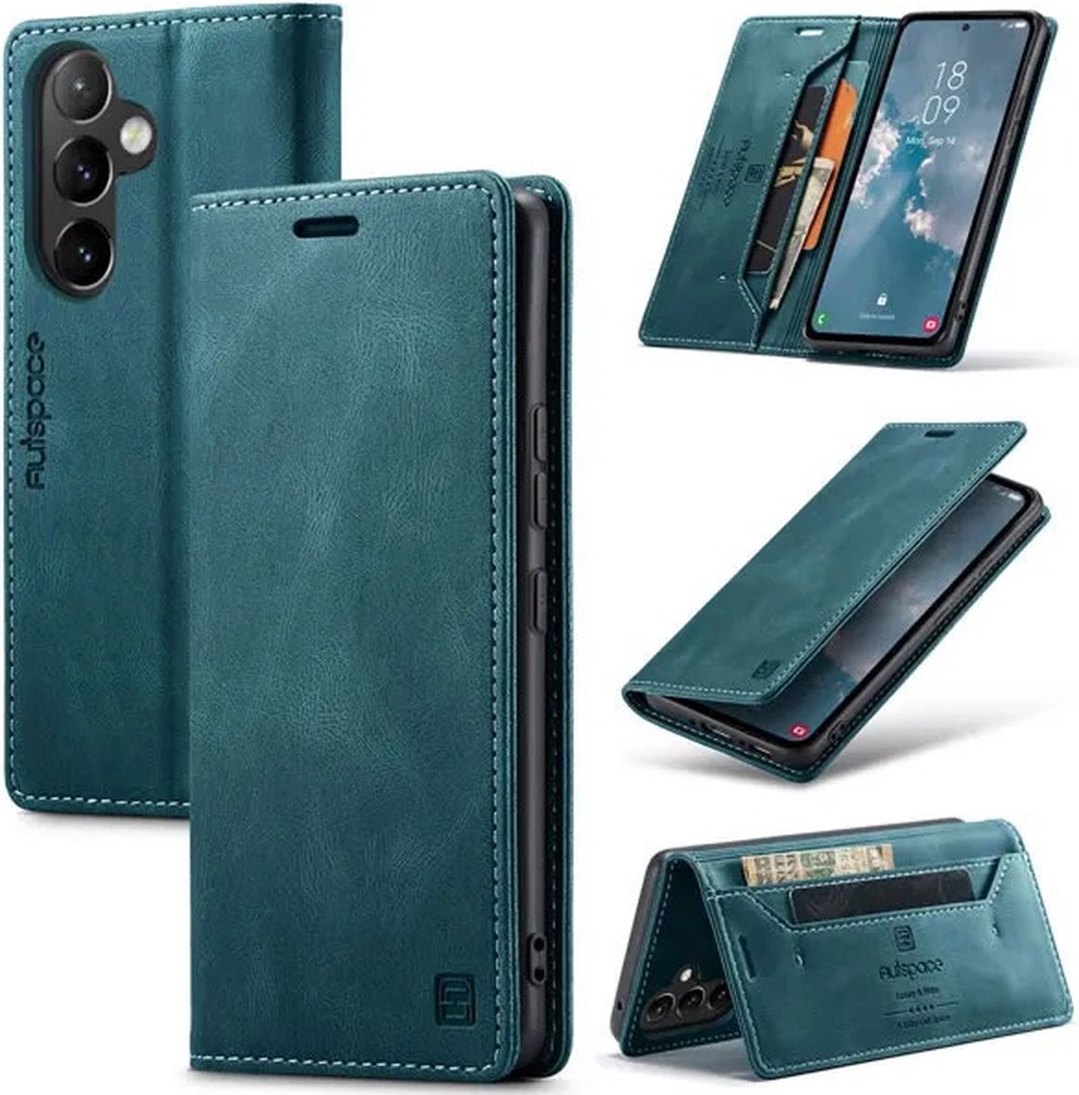 Luxe Flip Case met RFID Bescherming Kaarthouder en Magneetsluiting voor Galaxy A54 (5G) _ Blauw