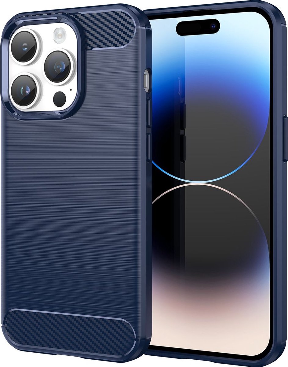 Mobigear Hoesje geschikt voor Apple iPhone 15 Pro Max Telefoonhoesje Flexibel TPU | Mobigear Brushed Slim Backcover | iPhone 15 Pro Max Case | Back Cover - Blauw