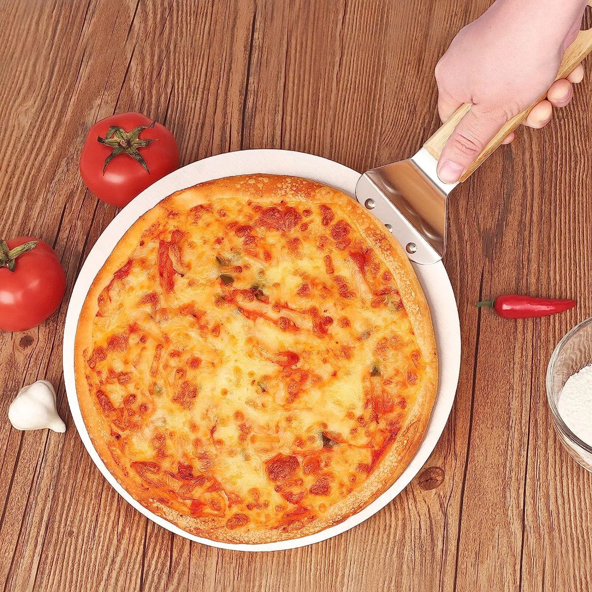 Pizzaschep Pizzaschep RVS Rond Pizzaspatel - afbeelding 2