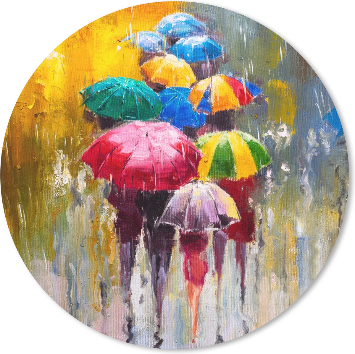 Muismat rond 50x50 cm - Mousepad Schilderij - Paraplu - Olieverf - Ronde muismatten