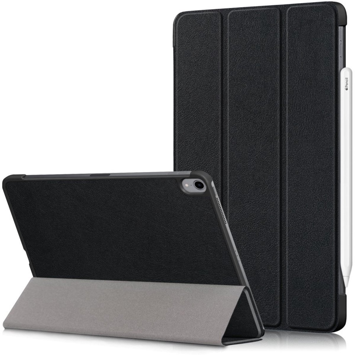 Tablethoes geschikt voor iPad Air (2020/2022) Hoesje - Tri-Fold Book Case - Zwart