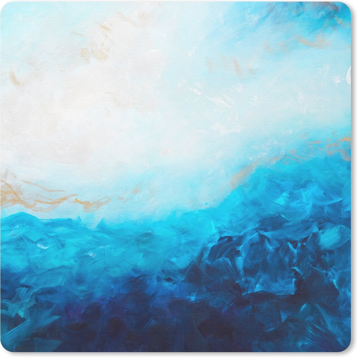 Muismat 30x30 cm - Mousepad Blauw - Zee - Abstract - Verf - Muismatten