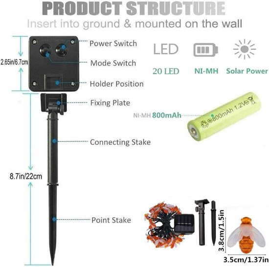 JPro Edison 25 Warm Lichtsnoer Buiten op Zonne-Energie - Solar