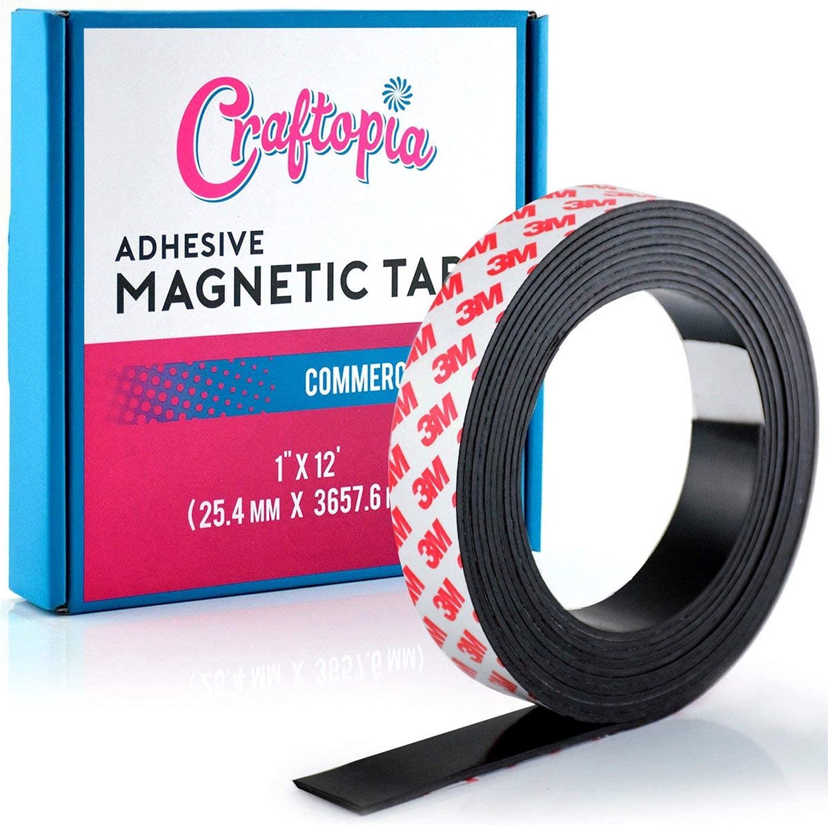 Craftopia® Zelf-adhesieve magnetische strips, Richtbaar, Roll - 1,25 x 765 cm - Flexibel, gemakkelijk te snijden, magnetisch uit te trekken en aan te plakken - Dikke 50 mil, handwerk, kantoor, thuis - Craftopia