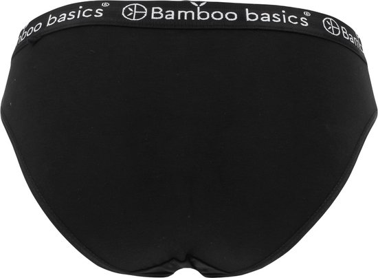 Zwarte dames slip, achterkant, met band van Bamboo Basics.