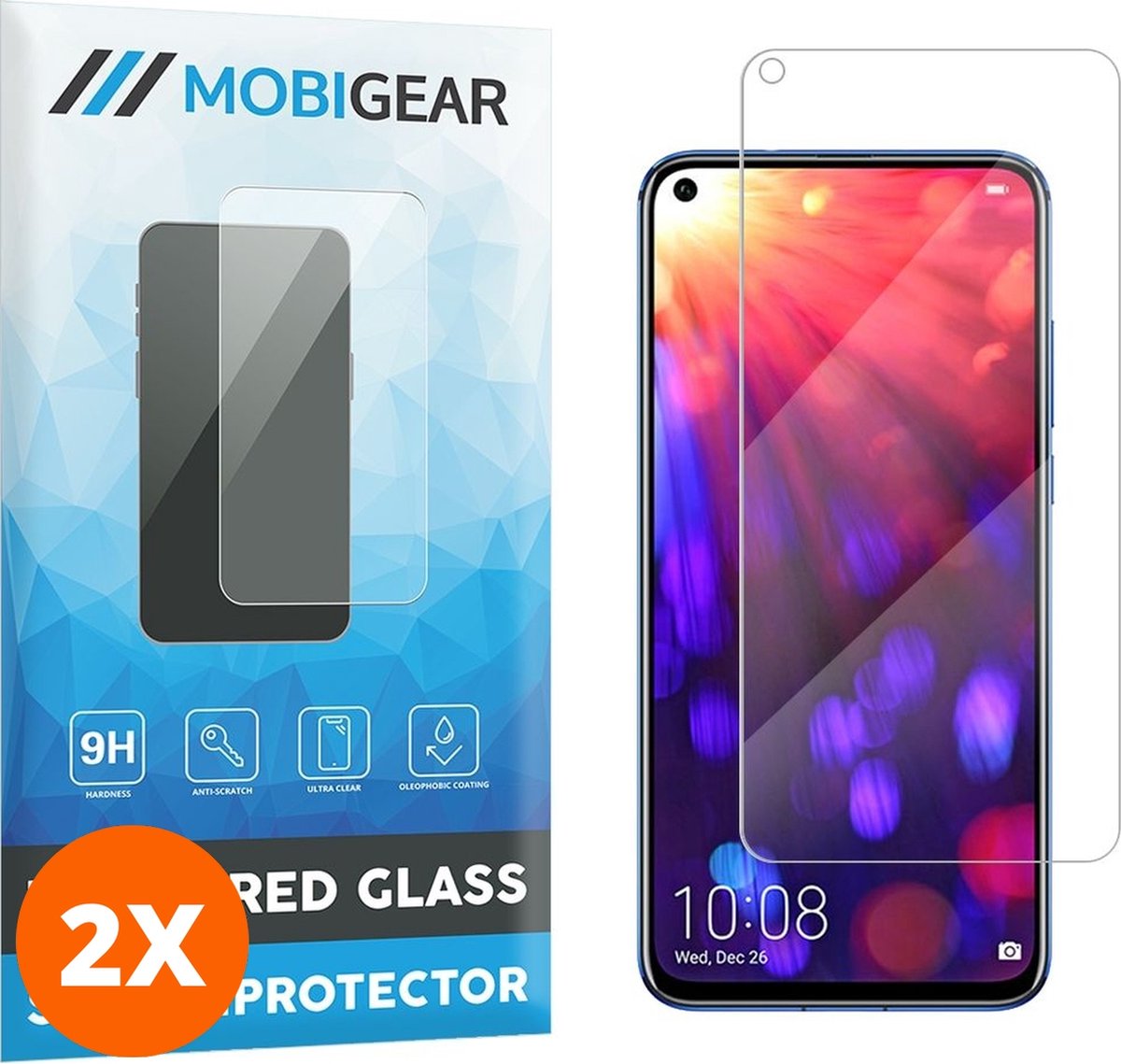 Mobigear Screenprotector geschikt voor HONOR View 20 Glazen | Mobigear Screenprotector - Case Friendly (2-Pack)