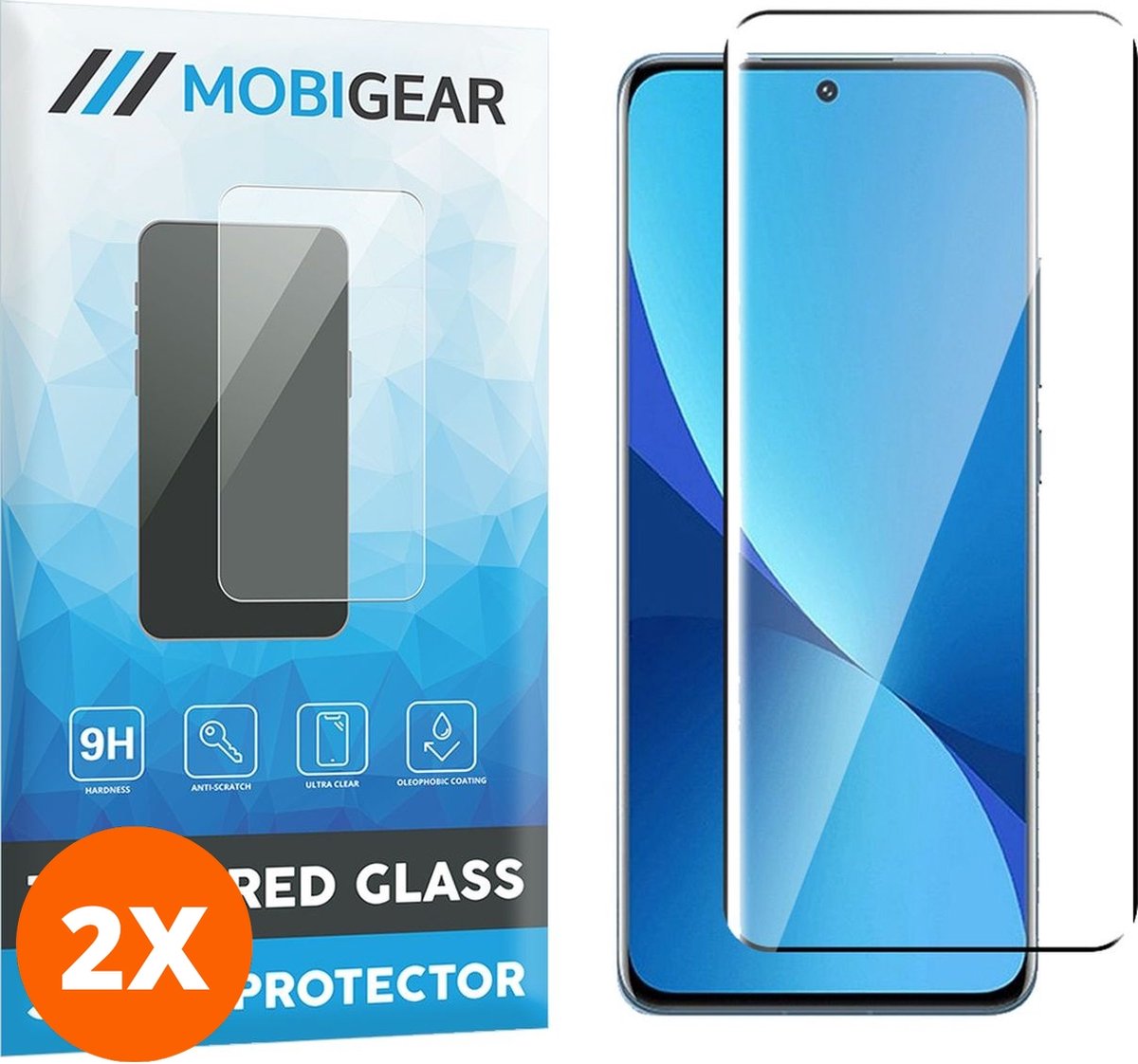 Mobigear Screenprotector geschikt voor Xiaomi 12X Glazen | Mobigear Premium Screenprotector - Case Friendly - Zwart (2-Pack)