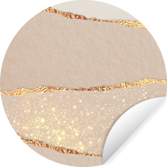 WallCircle - Stickers muraux - Cercle Papier Peint - Rose - Goud - Glitter - Design - 30x30 cm - Cercle Mural - Auto Adhésif - Sticker Papier Peint Rond