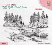 IFS057 - Nellie Snellen - Clear Stamp Stream with Bridge - stempel - achtergrondstempel groot - Idyllic floral scenes - bos beek stroompje met brug