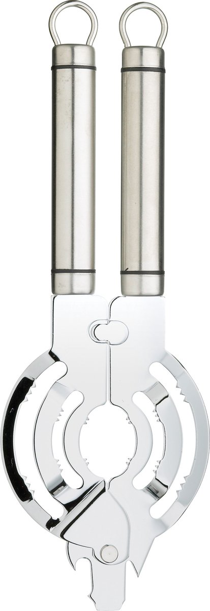 KitchenCraft Professionele Potten- en Flessenopener met Ringentrekker - Roestvrij Staal