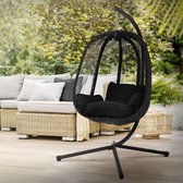 Hangstoel 100x105x177 cm Zwart Staal met Frame en Zitkussen 150kg ML-Design