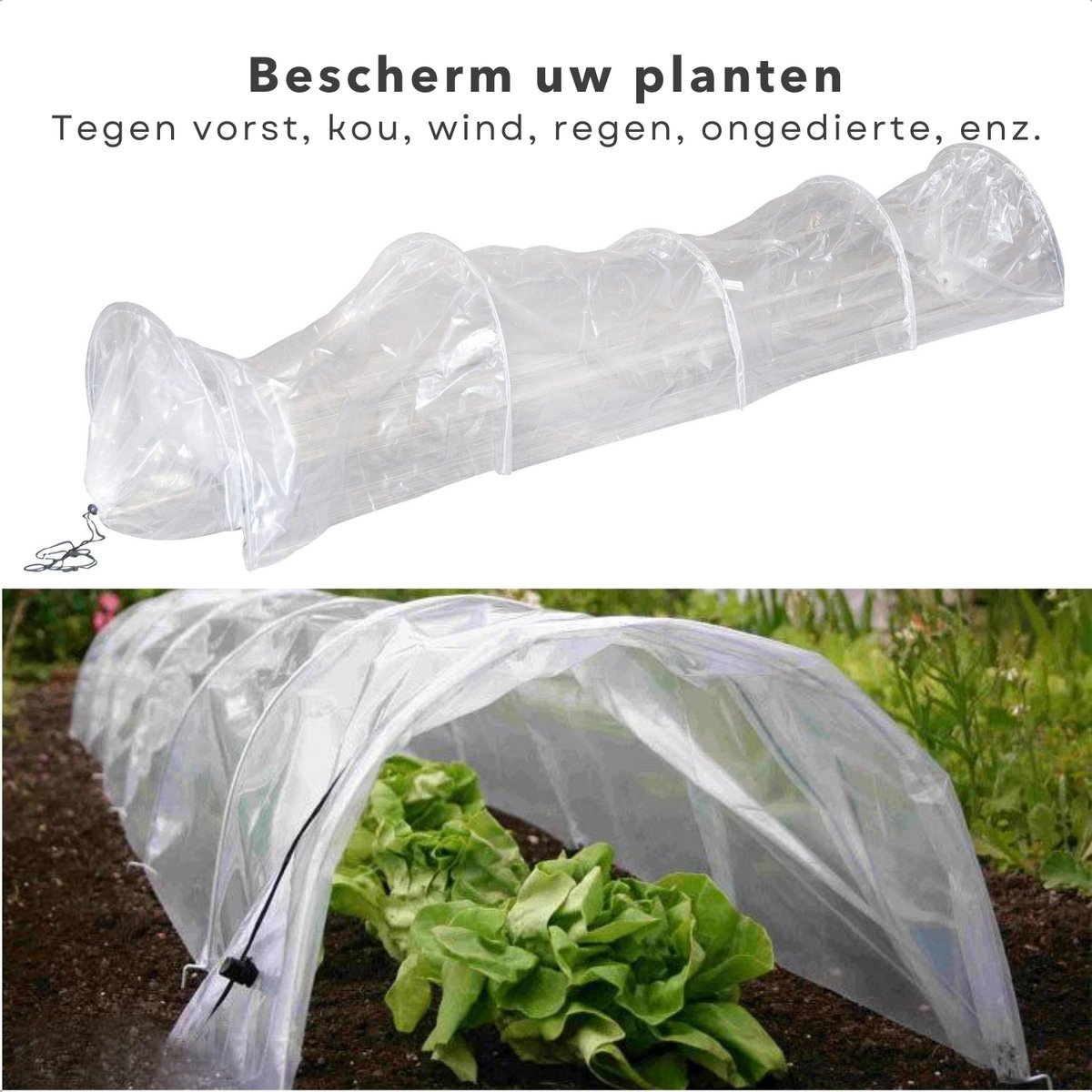 Tunnel De Culture Micromaille Noir 300x45x45cm - Mini Serre Avec Ventilation, Protection Gel