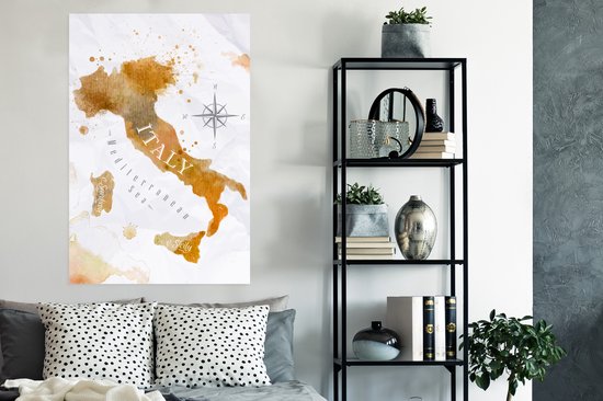 Affiche - Wereldkaart - Peinture - Italie - 80x120 cm