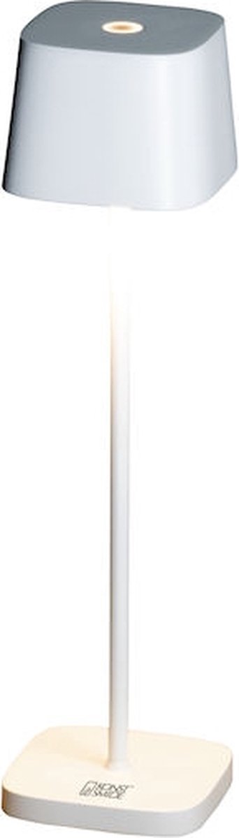 Tafellamp mini Capri | 1 lichts | wit | aluminium | 25 cm | oplaadbaar | accu / batterij | USB