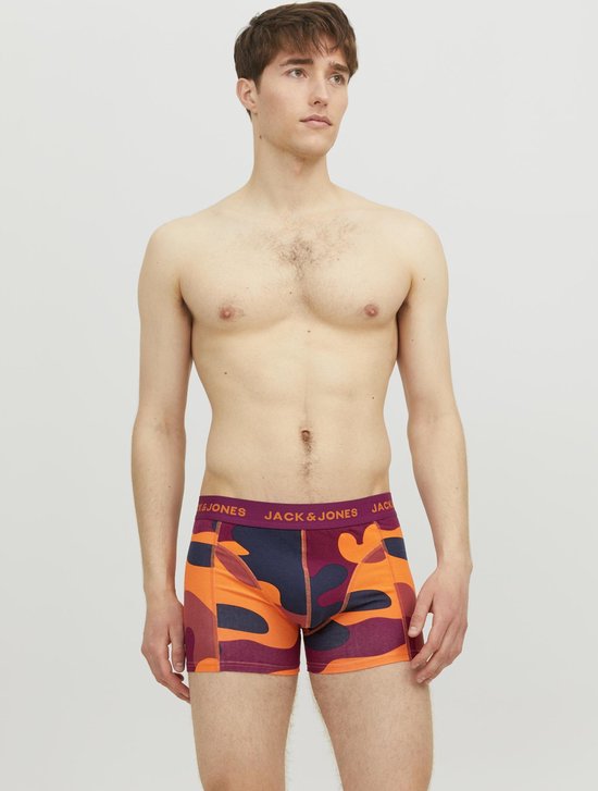 JACCAMOUFLAGE 5 Pack Boxer Uomo In Cotone Ed Elastan - Modello Trunks - Navy Blazer, Exuberance, Purple Portion, Olive Branch