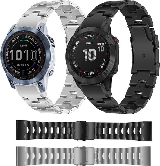 By Qubix - 22 mm Quickfit - Bracelet à maillons en titane - Argent - Garmin Epix Gen - MARQ - Quatix 7 - 6 - 5