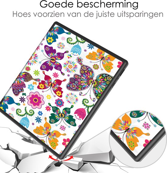 Hoes Geschikt voor Kobo Elipsa 2E Hoesje Bookcase Cover Book Case Hoes Sleepcover Trifold - Vlinders van ET .UIRUSG. — afbeelding 5