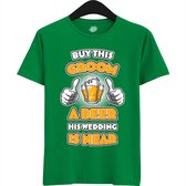 Buy This Groom A Beer | Vrijgezellenfeest Cadeau Man - Groom To Be Bachelor Party - Grappig Bruiloft En Bruidegom Bier shirt - T-Shirt - Unisex - Kelly Groen - Maat XXL