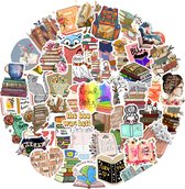 50 stuk boek lezen Cartoon stickers voor kinderen en volwassenen Beloningsstickers Journal Laptop Telefoon Stickers