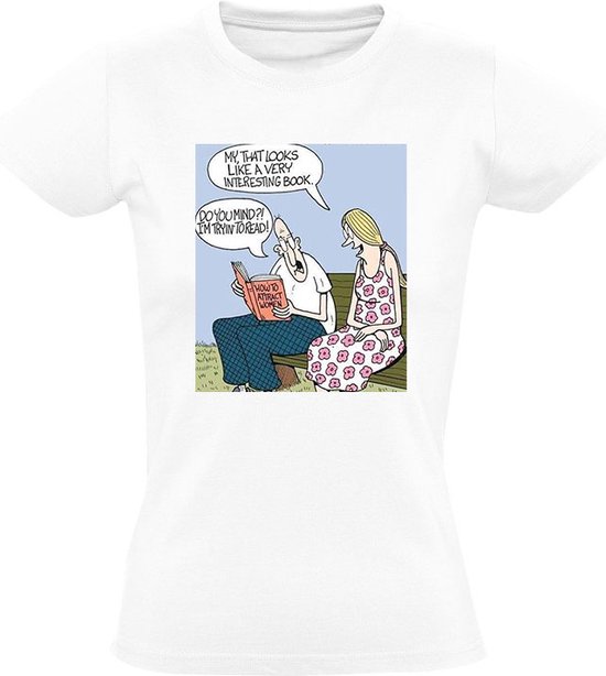 Hoe versier je vrouwen Dames T-shirt - boek - vrijgezel - man - vrouw - relatie - grappig