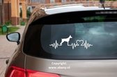 Dobberman 3 x – autosticker - sticker voor raam auto deur muur laptop - heartbeat - rashondensticker - hondenlijn – hondenriem - Doglove - Abany quality design