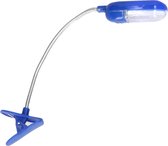 Liseuse LED avec pince - bleu - 25 cm - Piles incluses - Lampes à pince flexibles
