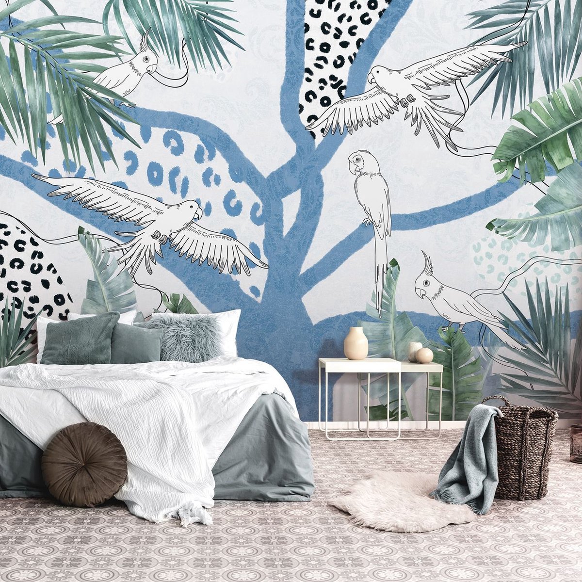 Papier Peint Intissé Chambre Enfant 416x254 cm Animaux Jungle