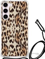 Hippe Hoesje Geschikt voor Samsung Galaxy S23 Smartphone hoesje met doorzichtige rand Leopard