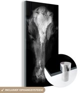 MuchoWow® Glasschilderij 80x160 cm - Schilderij acrylglas - Koe - Dieren - Zwart - Foto op glas - Schilderijen