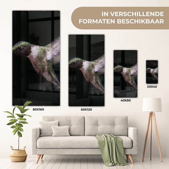 MuchoWow® Peinture sur verre 60x120 cm - Peinture sur verre acrylique - Colibri - Vogel - Ressorts - Photo sur verre - Peintures