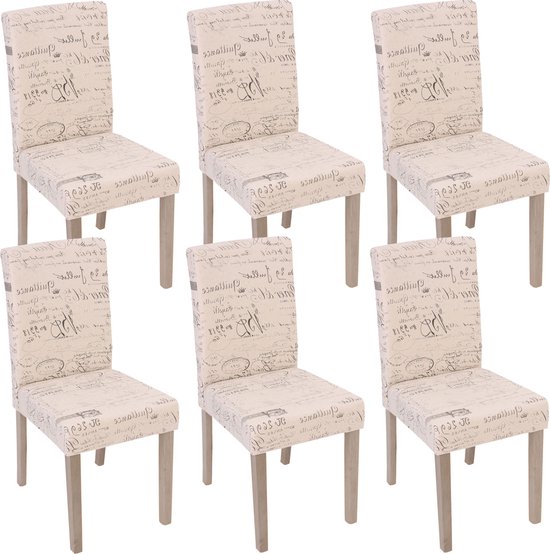 Set van 6 eetkamerstoelen Keukenstoel Stoel M37 ~ mat kunstleer, crème