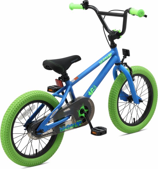 Bikestar 16 inch BMX kinderfiets, blauw / groen van Bikestar — afbeelding 3
