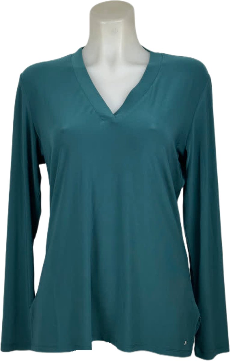 Angelle Milan – Travelkleding voor dames – Effen Zeegroene blouse – Ademend – Kreukvrij – Duurzame Jurk - In 5 maten - Maat S