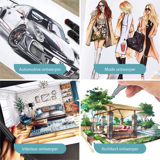 ForDig Twinmarker Set (80 pièces) - Incl. Sac de rangement - Marqueurs jumeaux pour Adultes et Enfants - Marqueurs à Alcohol Dual - Marqueurs Twinmarkers - Marqueurs épais - Stylos à Duo couleurs - Feutres Fineliner à double pointe