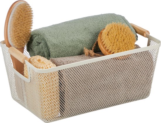 Panier 2 anses Rangement accessoires de Salle de bain en Bambou