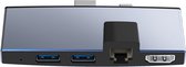 NÖRDIC SURF-101 Dockingstation - Geschikt voor MicroSoft Surface Pro - HDMI 4k30Hz, USB-A 5Gbps, RJ45 LAN, TF, SD - Space Gray