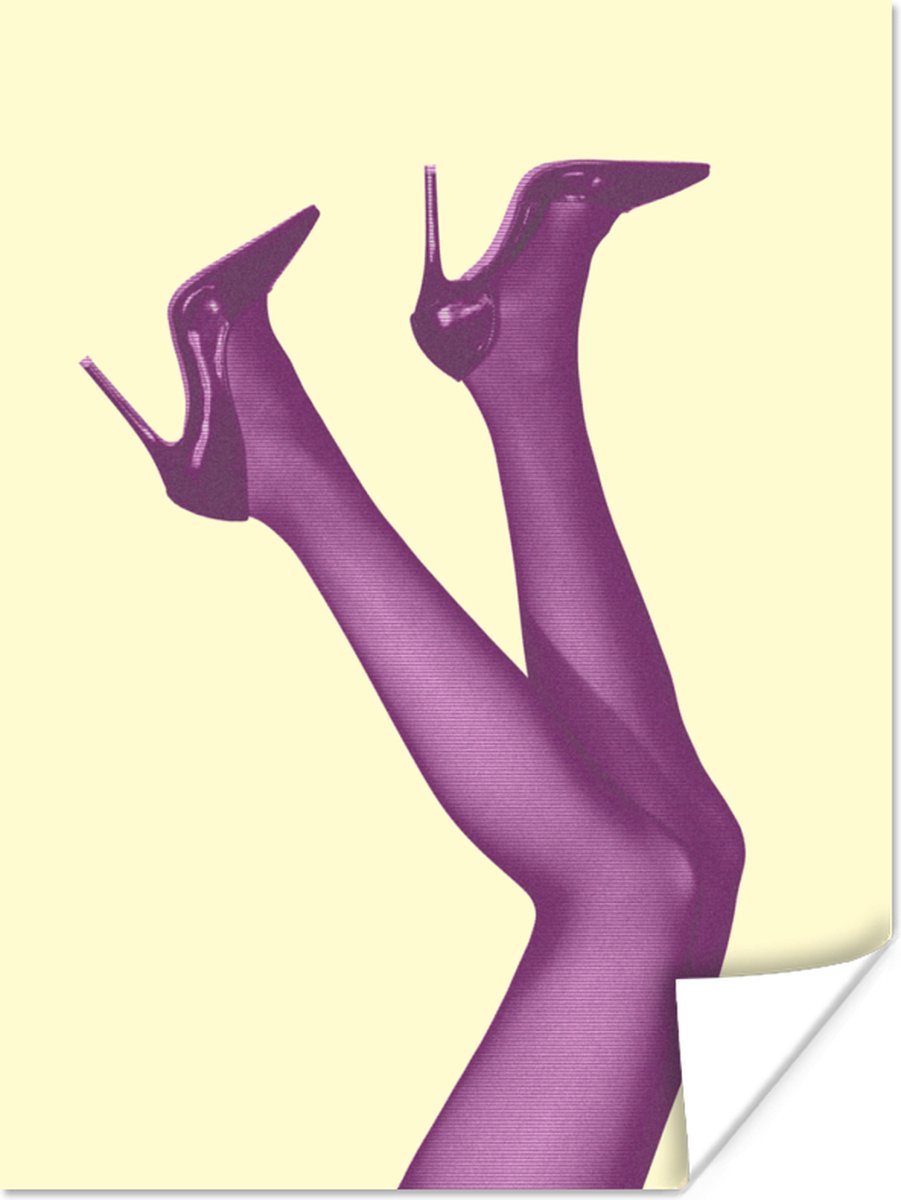 Poster Hakken - Geel - Benen - Roze - 90x120 cm